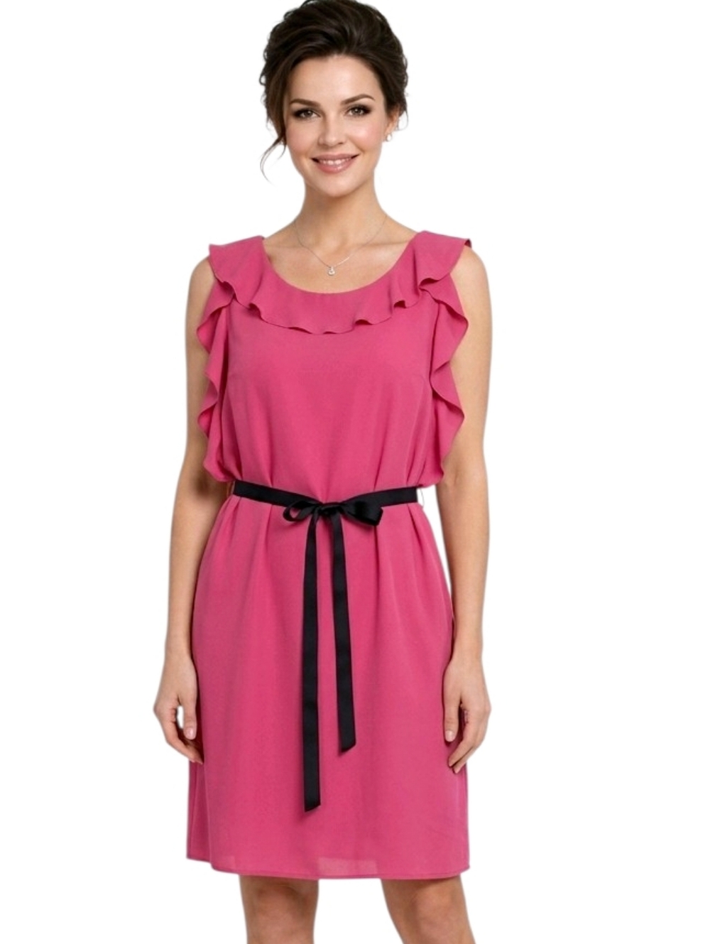 The Limited Fushsia Pink Low Back Flowy Ruffle Mini Dress Size 14